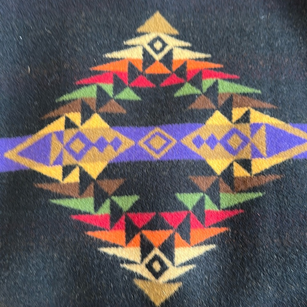 Pendleton maxi coat, wool with leather collar